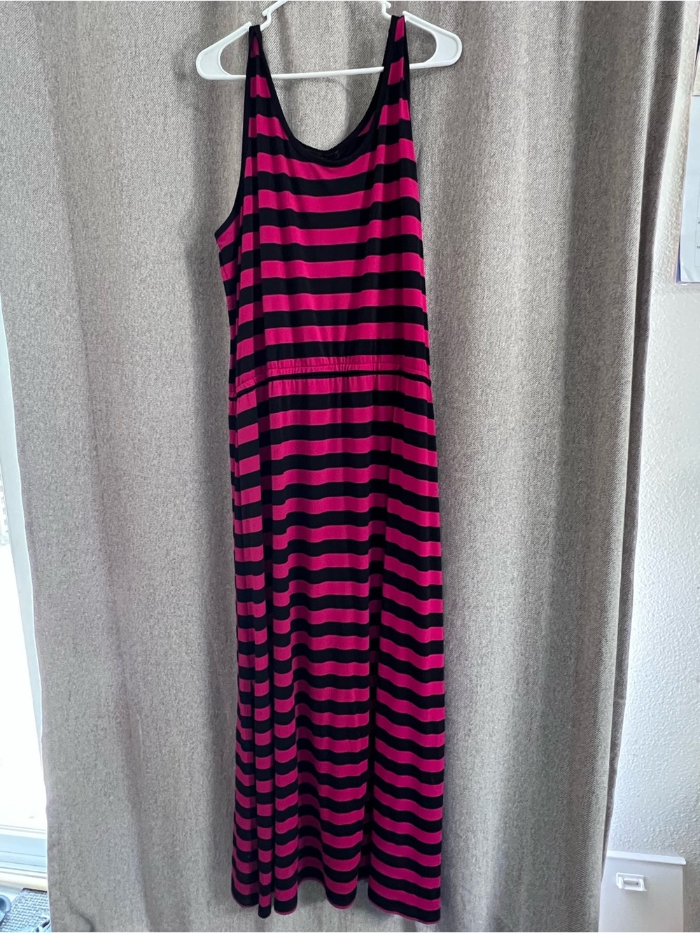 Striped Pink and Black Tank Maxi Dress